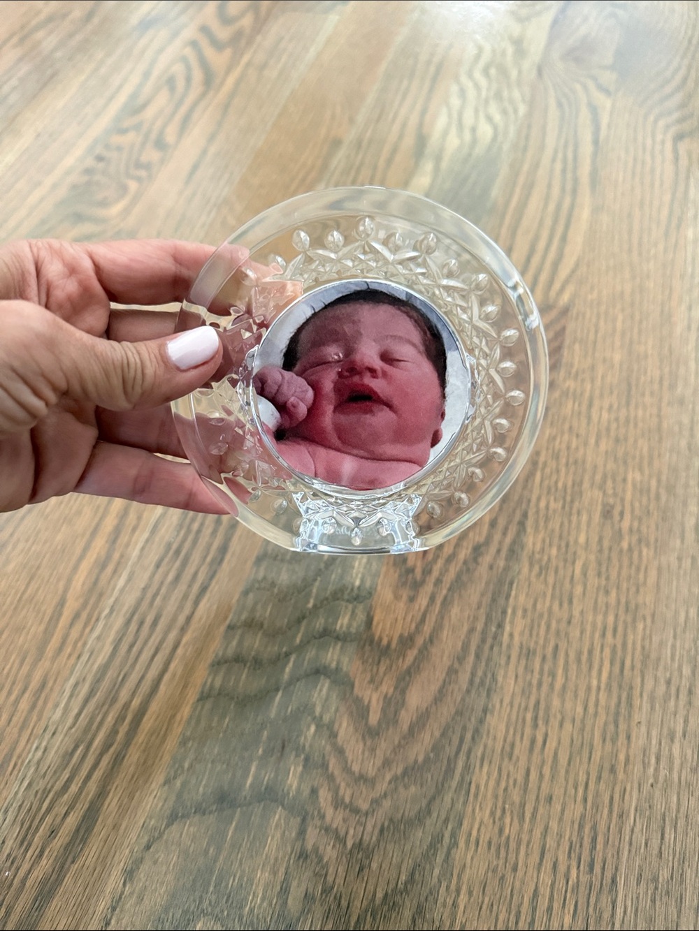 Like new* Waterford Lismore Round Mini Tramp Lead Crystal Picture Frame
